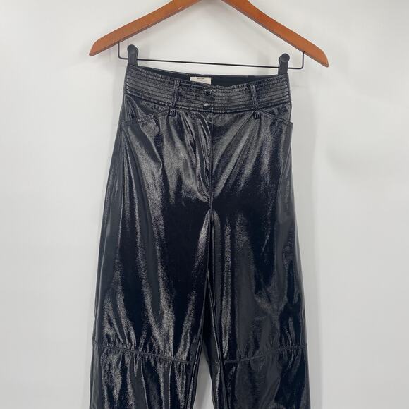 Aritzia Wilfred Funk High Rise Vegan Patent Leather Pants Glossy Black Womens 0 - Picture 3 of 9